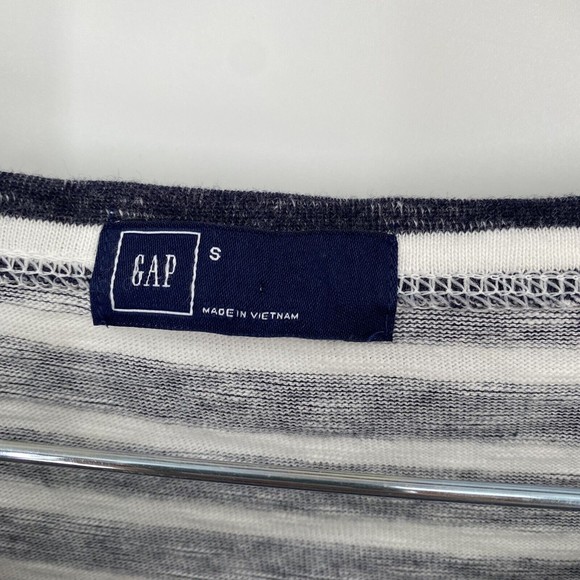 Gap Dress Casual Gray White Stripe Knit Boat Neck Long Sleeve Cotton Small - Picture 7 of 8